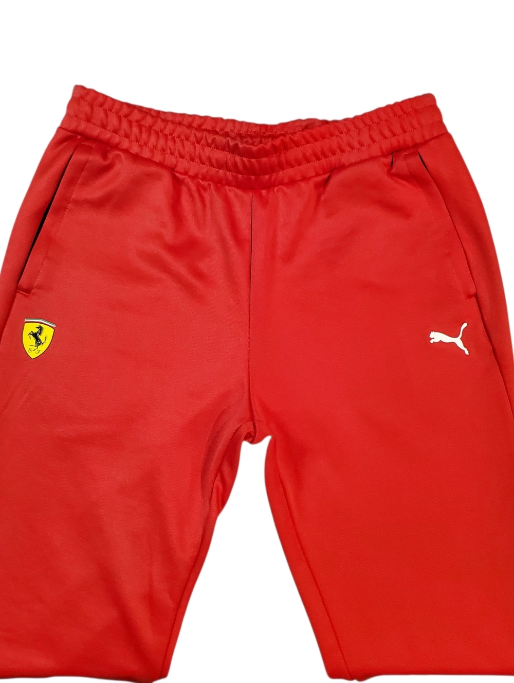 Puma X Ferrari Red Track Pants Mens Size Medium Black and White Panels - Picture 4 of 13